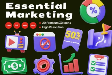 Marketing esencial Paquete de Icon 3D