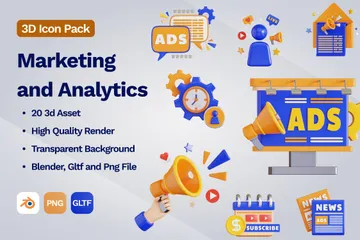 Marketing et analyses Pack 3D Icon