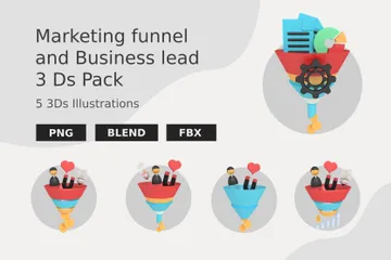 Marketing-Funnel und Business Lead 3D Icon Pack