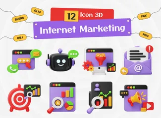 Marketing en ligne Pack 3D Icon
