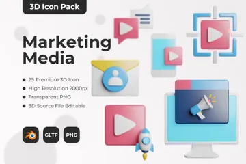 Marketing Media 3D Icon Pack