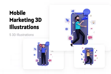 El marketing móvil Paquete de Illustration 3D