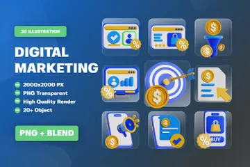 Le marketing numérique Pack 3D Icon