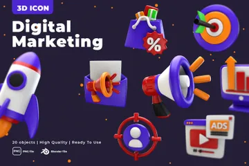 Le marketing numérique Pack 3D Icon