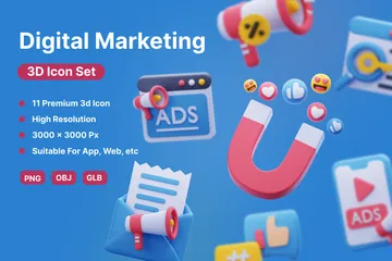 Le marketing numérique Pack 3D Icon