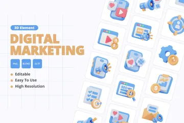 Le marketing numérique Pack 3D Icon