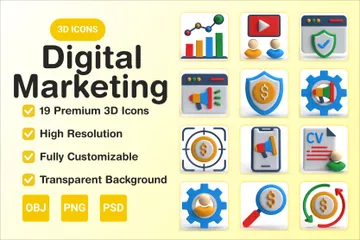 Le marketing numérique Pack 3D Icon