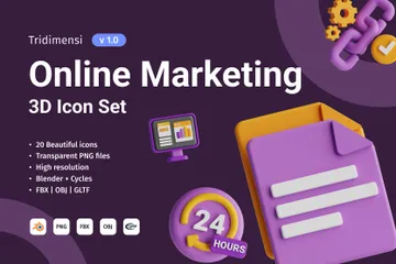 Marketing on-line Pacote de Icon 3D