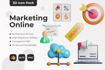 Comercialización en línea Paquete de Icon 3D