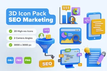 Marketing SEO Paquete de Icon 3D