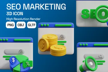 Marketing SEO Paquete de Icon 3D