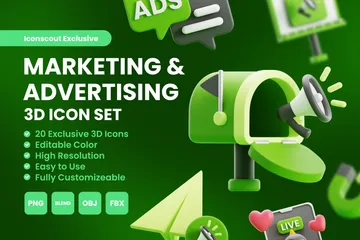 Marketing e Publicidade Pacote de Icon 3D