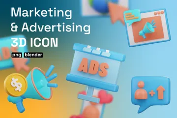 Marketing e Publicidade Pacote de Icon 3D