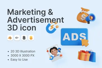 Marketing et publicité Pack 3D Icon