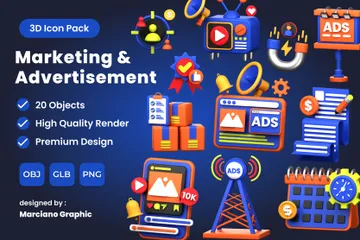 Marketing et publicité Pack 3D Icon