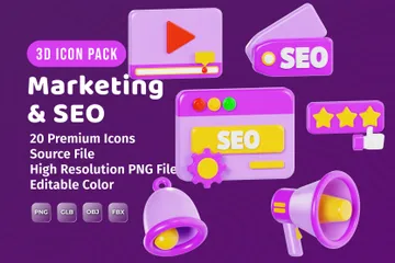 Marketing y SEO Paquete de Icon 3D