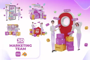 Marketing Team 3D Illustration Pack