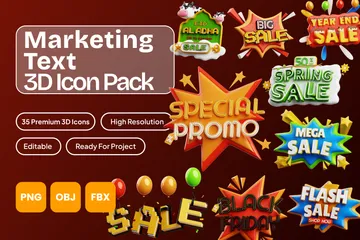 Marketing Text 3D Icon Pack