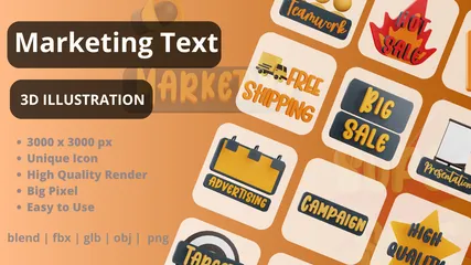 Marketing Text 3D Icon Pack