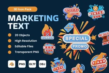 Marketing Text 3D Icon Pack