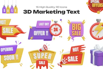 Marketing Text 3D Icon Pack