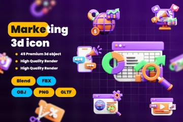 Vermarktung und Werbung 3D Icon Pack