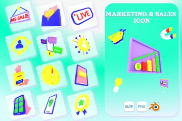 Ventes marketing Pack 3D Icon