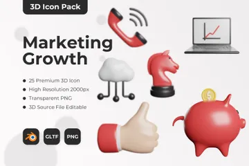 Marketingwachstum 3D Icon Pack