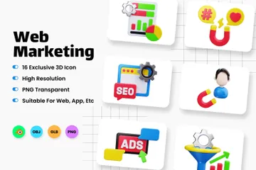 Marketing na Web Pacote de Icon 3D