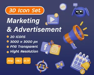 Marketing & Werbung 3D Icon Pack