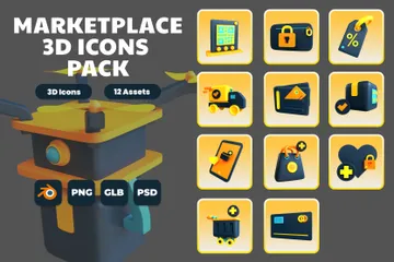 Marktplatz 3D Icon Pack