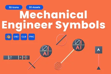 Symbole für Maschinenbauingenieure 3D Icon Pack