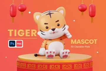 Tigre - mascota del Año Nuevo Chino Paquete de Illustration 3D