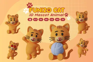 Mascote gato Pacote de Icon 3D