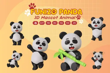 Mascote panda Pacote de Icon 3D