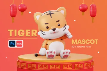 Tigre - Mascote do Ano Novo Chinês Pacote de Illustration 3D