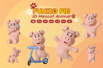 Mascotte de cochon Pack 3D Icon