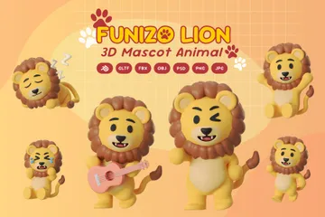 Mascotte de lion Pack 3D Illustration