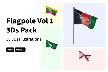 Mât de drapeau Vol 1 Pack 3D Icon