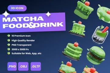 Matcha-Zubereitung 3D Icon Pack