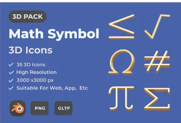 Math Symbol 3D Icon Pack