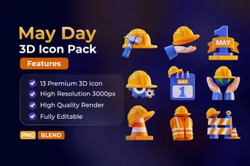 May Day 3D Icon Pack