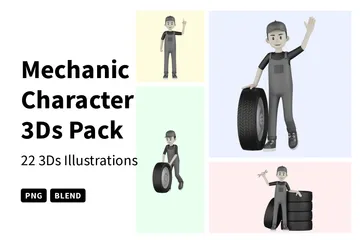 Mechanic Character 3D Illustration Pack