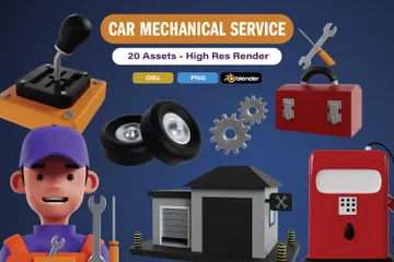 Mechanical Car Repair Tool 3D Icon Pack