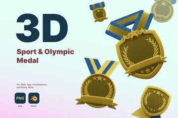Médaille sportive et olympique Pack 3D Illustration