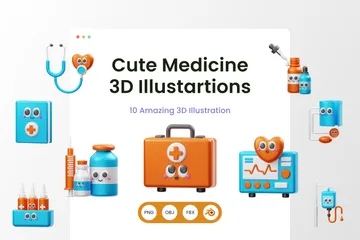 Médecine mignonne Pack 3D Illustration