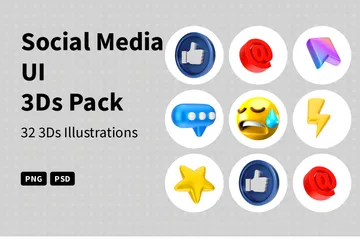 Interface utilisateur des médias sociaux Pack 3D Icon