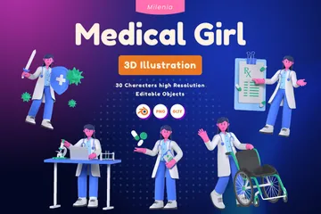 Médica Feminina Pacote de Illustration 3D