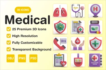 Médical Pack 3D Icon