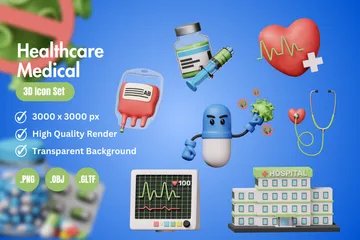 Healthcare & Medical 3D Icon Pack